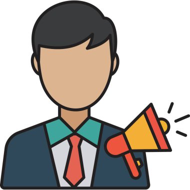 Megafonlu bir iş adamı. Basit tasarım