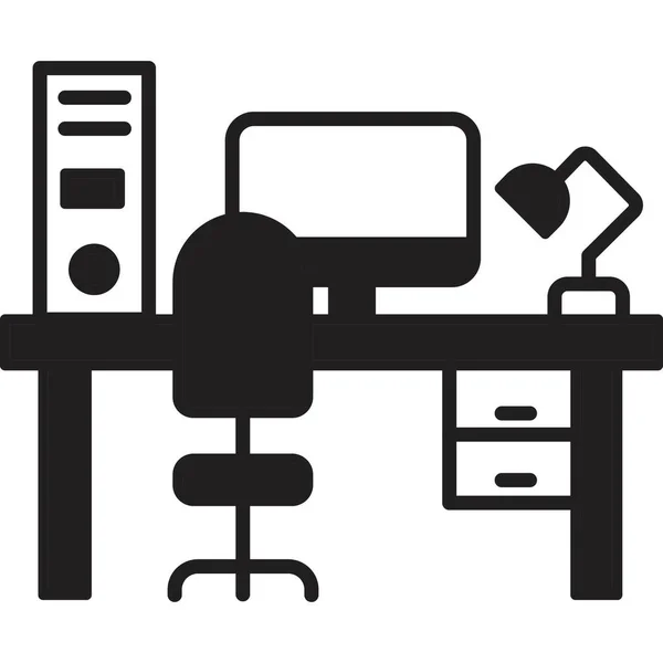 Ofis Masa Vektör Simgesi Mobil Web Tasarımı Için Basit Illüstrasyon — Stok Vektör