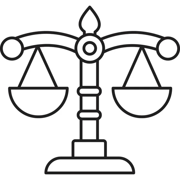 Escala Justicia Icono Contorno Vector Balanza Escala Legal Derecho Jurídico — Vector de stock