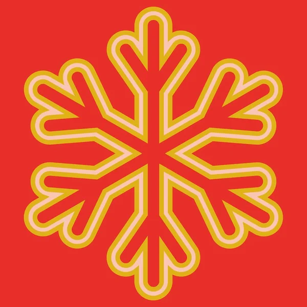 Layered Snowflake Red Background — Stock Vector