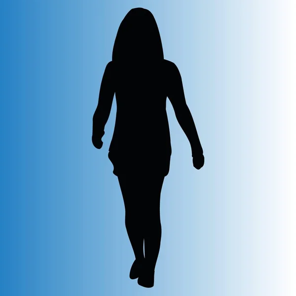 Silhouette Woman Walking Forward — Stock Vector
