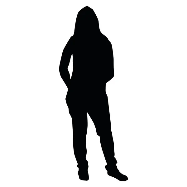 Silhouette Woman Standing Still — Stock Vector