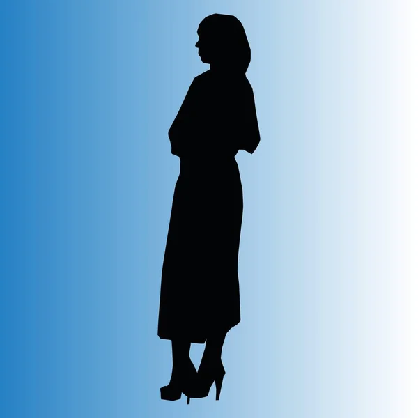 Silhouette Une Femme Debout Sur Côté — Image vectorielle