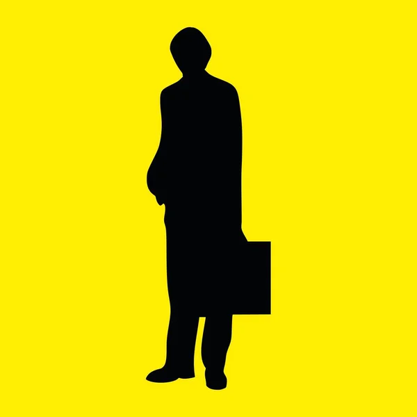 Silhouette Homme Avec Une Mallette Dans Les Mains — Image vectorielle