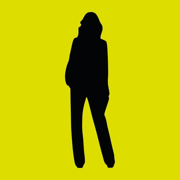 Silhouette Une Femme Affaires Avec Dossier Jeans — Image vectorielle
