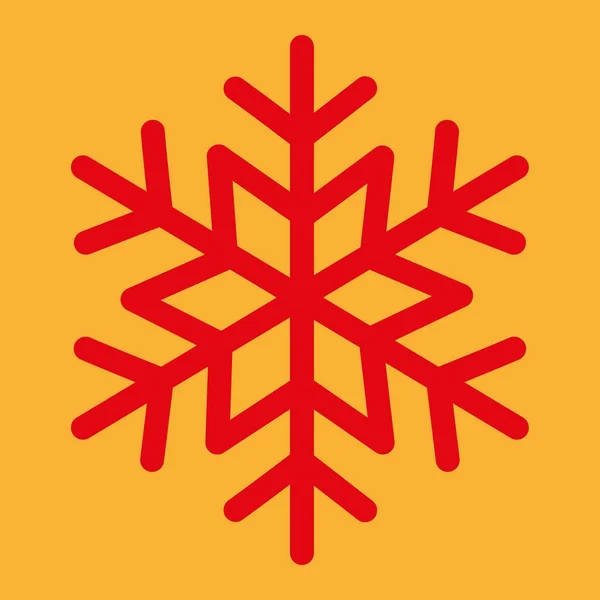 星の形をしたオレンジ色の背景に赤い雪の結晶があり — ストックベクタ