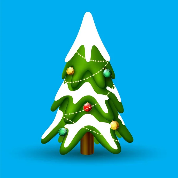 Χριστουγεννιάτικο Δέντρο Γιρλάντες Και Μπάλες — Διανυσματικό Αρχείο