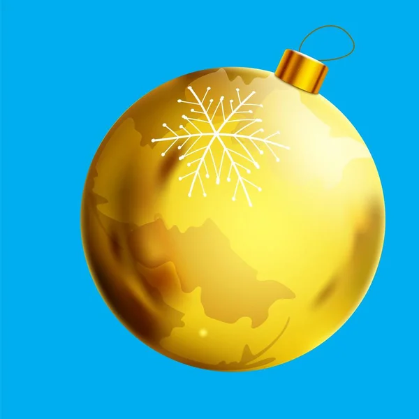 Kerstspeelgoed Een Gouden Bal Met Een Sneeuwvlok — Stockvector