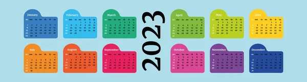 Kalendář Pro Rok 2023 Modrém Pozadí — Stockový vektor