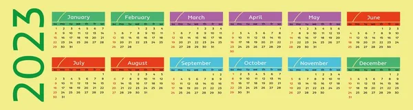 Kalendář Pro Rok 2023 Žlutém Pozadí — Stockový vektor