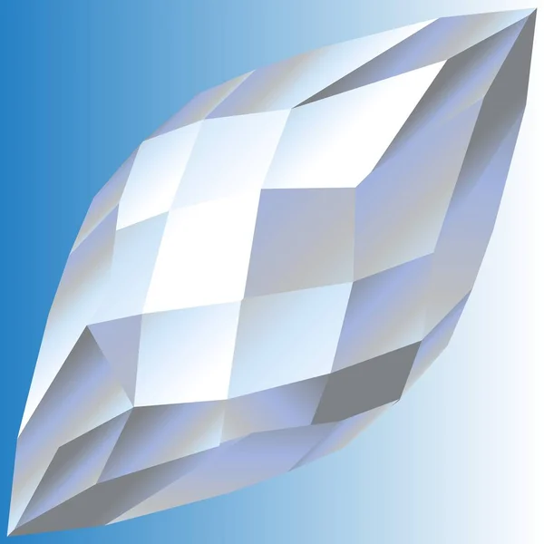Diamante Cortado Forma Losango Fundo Azul Facetas — Vetor de Stock