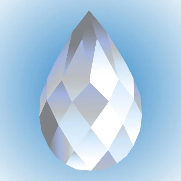 Pedra Preciosa Diamante Cortado Forma Uma Gota — Vetor de Stock