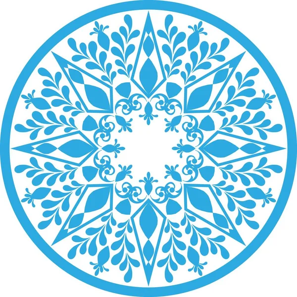 Blue Ornament Flower Leaf Mandala — Stock Vector