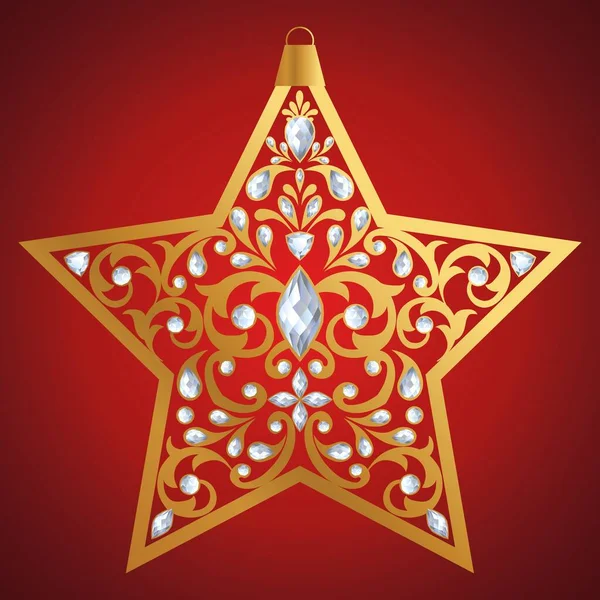 Κολιέ Σχήμα Αστεριού Από Πολύτιμες Πέτρες Χριστουγεννιάτικο Παιχνίδι Δέντρο — Διανυσματικό Αρχείο