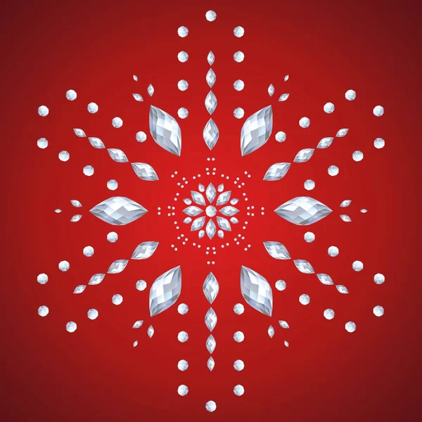 红底雪片形的宝石饰物 — 图库矢量图片