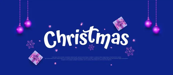 Bannière Carte Noël Sur Fond Bleu — Image vectorielle