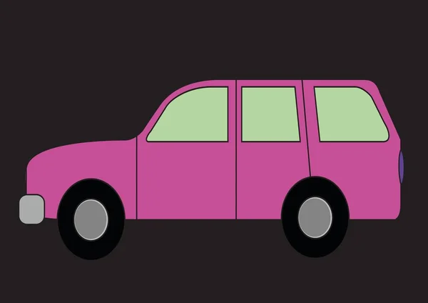 Pinkfarbenes Mehrsitziges Familien Picknickauto — Stockvektor