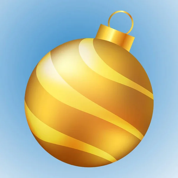 Weihnachtsspielzeug Goldene Kugel Mit Streifen — Stockvektor