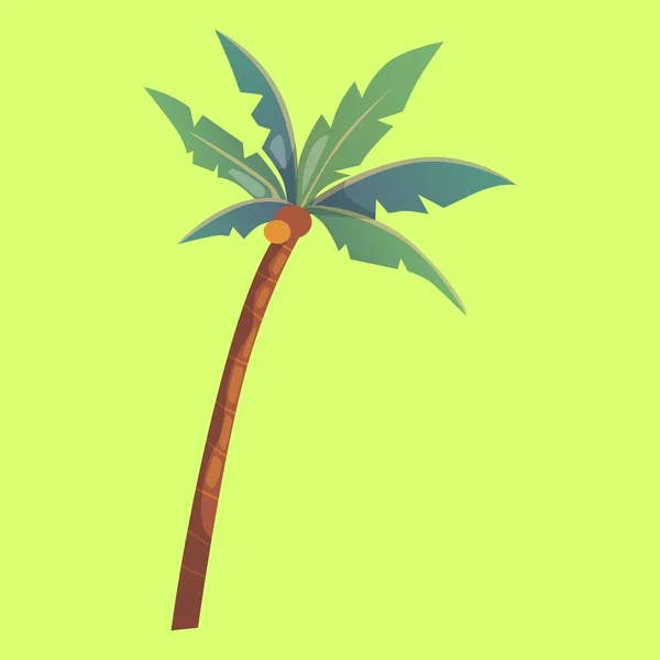 Kokospalme Mit Früchten Und Blättern Auf Grünem Hintergrund — Stockvektor