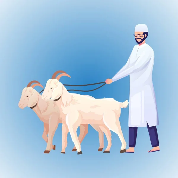 イスラム教徒は羊をカルバン バヤムに連れて行き — ストックベクタ