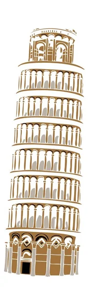 Наклонная Башня Пизы Белом Фоне — стоковый вектор