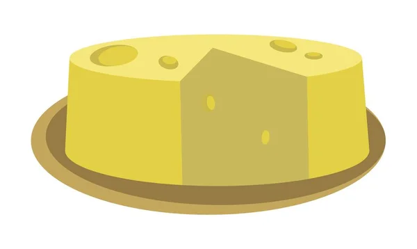 Kop Van Kaas Met Een Gesneden Stuk Een Bord — Stockvector