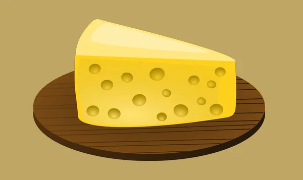 Kesme Tahtasındaki Bir Parça Peynir — Stok Vektör