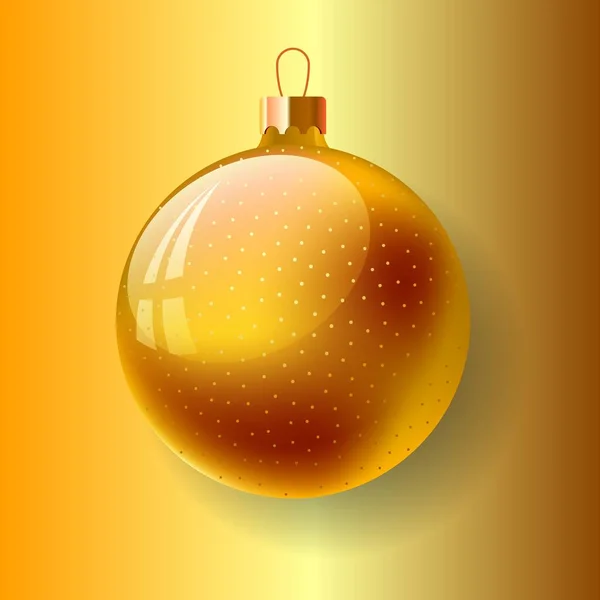 Brinquedo Natal Bola Vidro Amarelo Com Pontos Brancos — Vetor de Stock