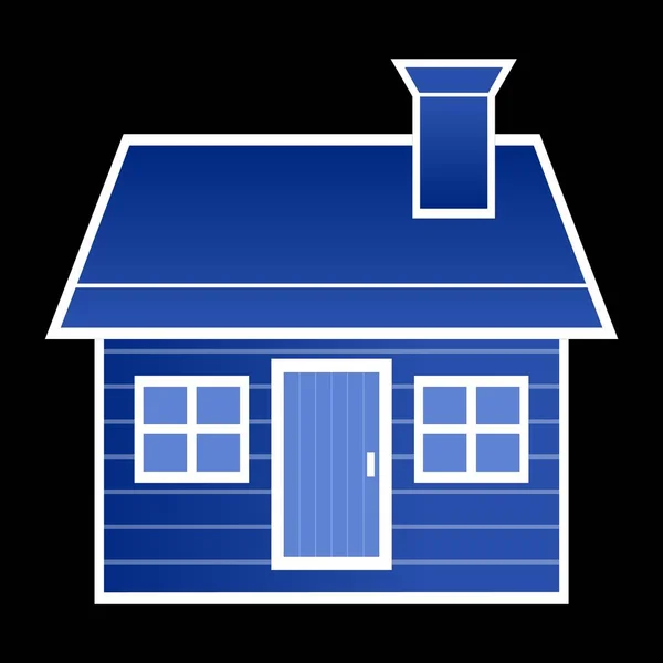 Einstöckiges Blaues Haus Mit Schornstein — Stockvektor