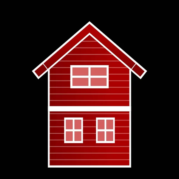Rotes Zweistöckiges Haus Mit Fenstern — Stockvektor