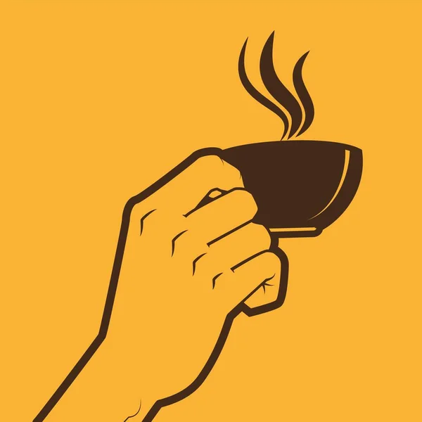 Kéz Kezében Egy Csésze Aromás Kávé — Stock Vector