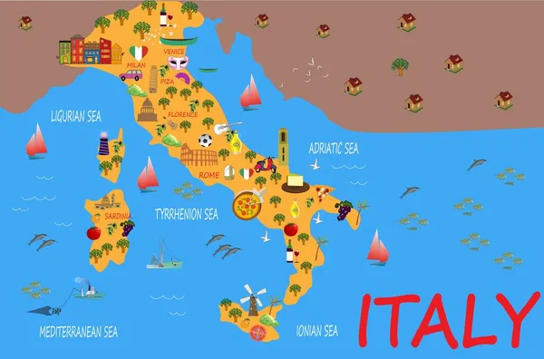 Mapa Włoch Stowarzyszeniami — Wektor stockowy