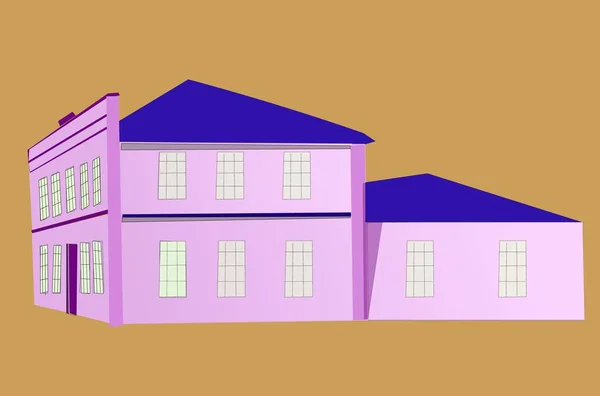 Maison Deux Pièces Avec Toit Bleu — Image vectorielle