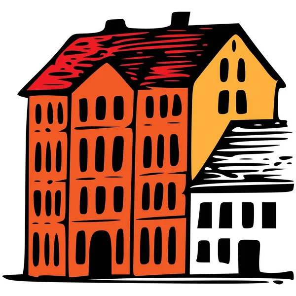 Colorato Edificio Più Piani Con Finestre — Vettoriale Stock
