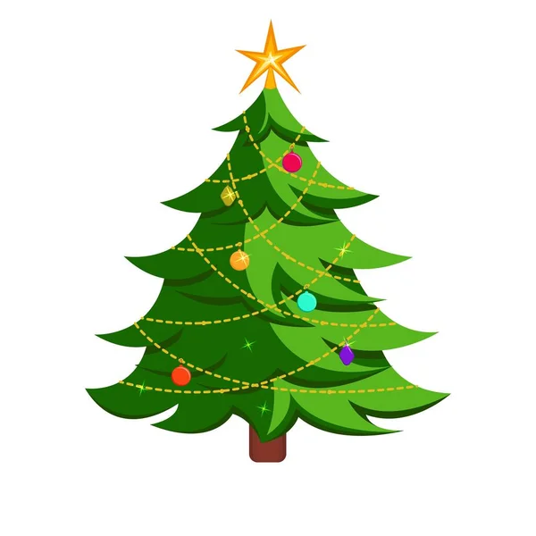 Weihnachtsbaum Mit Dekorationen Und Spielzeug — Stockvektor
