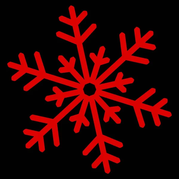 黒の背景に赤いシンプルな雪の結晶 — ストックベクタ