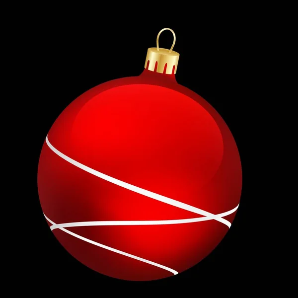 Рождественская Игрушка Ярко Красный Шар Белой Линией — стоковый вектор
