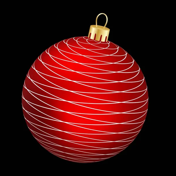 Brinquedo Natal Uma Bola Vermelha Brilhante Com Uma Linha Branca — Vetor de Stock