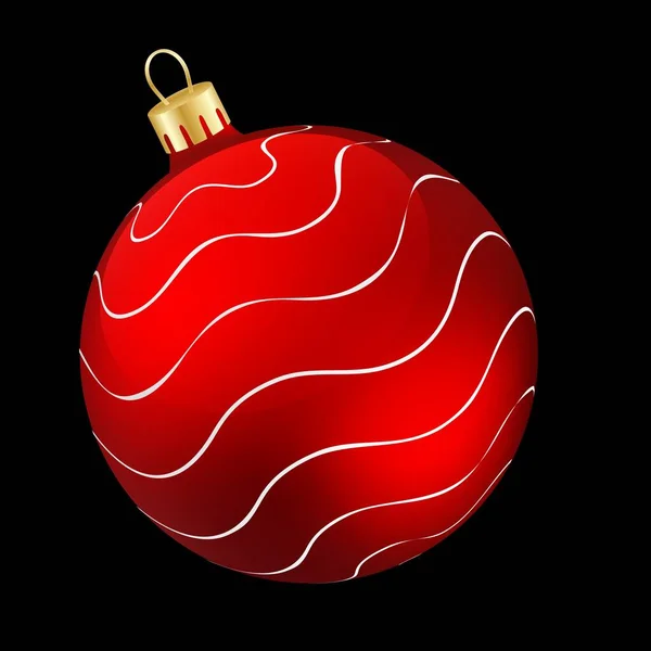 Jouet Noël Une Boule Rouge Vif Avec Une Ligne Ondulée — Image vectorielle