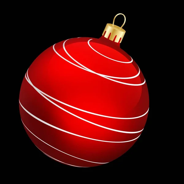 Рождественская Игрушка Ярко Красный Шар Белой Линией — стоковый вектор