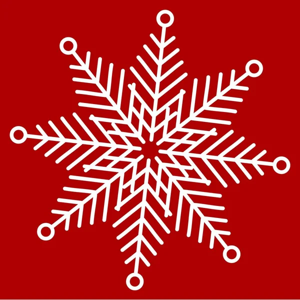 Flocon Neige Blanc Sur Fond Rouge — Image vectorielle