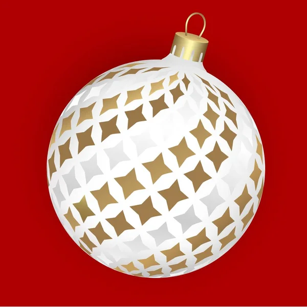 Weihnachtsbaumspielzeug Eine Kugel Mit Weißer Und Goldener Farbe — Stockvektor