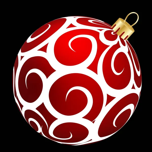 Jouet Noël Boule Rouge Avec Motifs — Image vectorielle