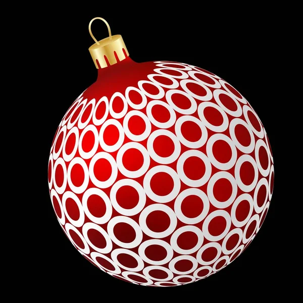 Різдвяна Іграшка Червона Куля Білими Візерунками — стоковий вектор