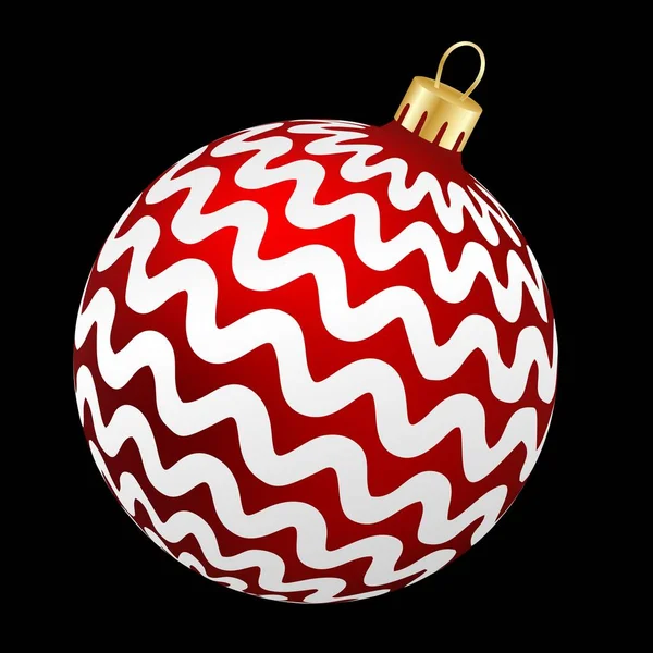 Jouet Noël Boule Rouge Avec Motifs Blancs — Image vectorielle