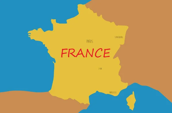 Fransa Ülkenin Özet Haritası — Stok Vektör