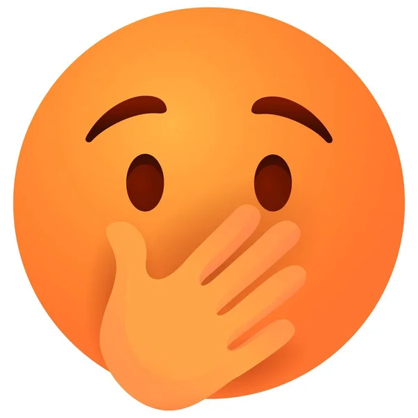 Emoji Ansikte Med Handen Stängd Mun — Stock vektor