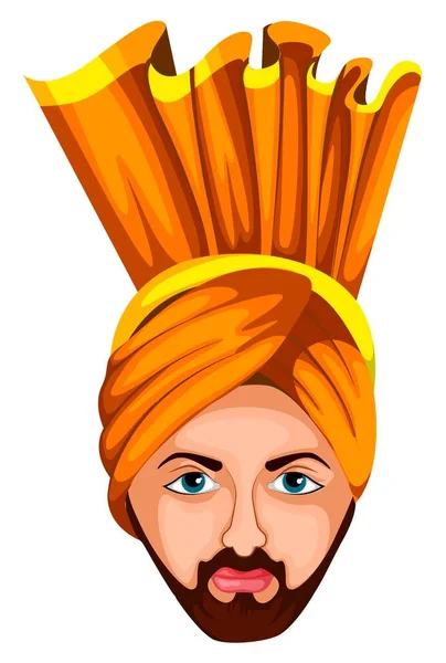 Face Man India Headdress — Image vectorielle