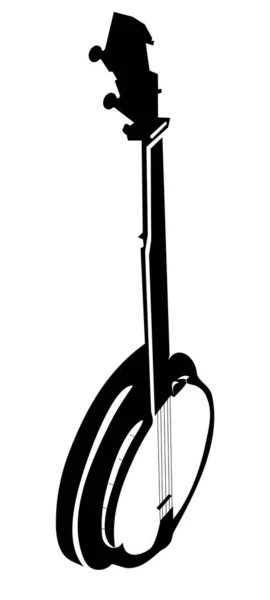 Musical Banjo Saxophone Black White Drawing — Vetor de Stock
