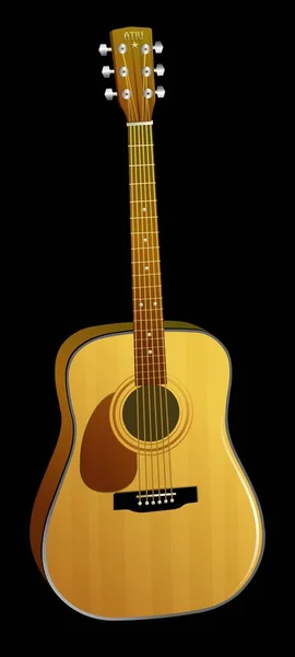 Instrumento Musical Guitarra Acústica Seis Cordas — Vetor de Stock